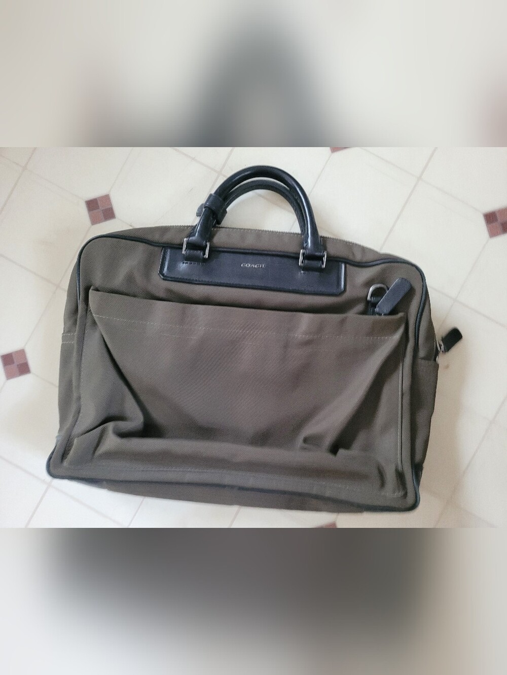 Coach Men's Briefcase Olive Green Metropolitan Business Bag Nylon Leather 70636